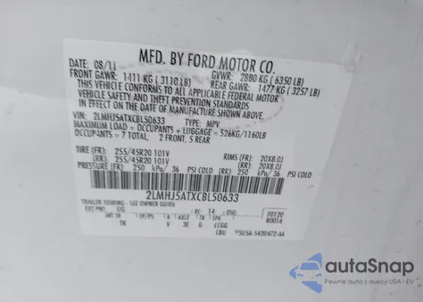 2012 Lincoln Mkt Ecoboost from USA, damaged, VIN 2LMHJ5ATXCBL50633